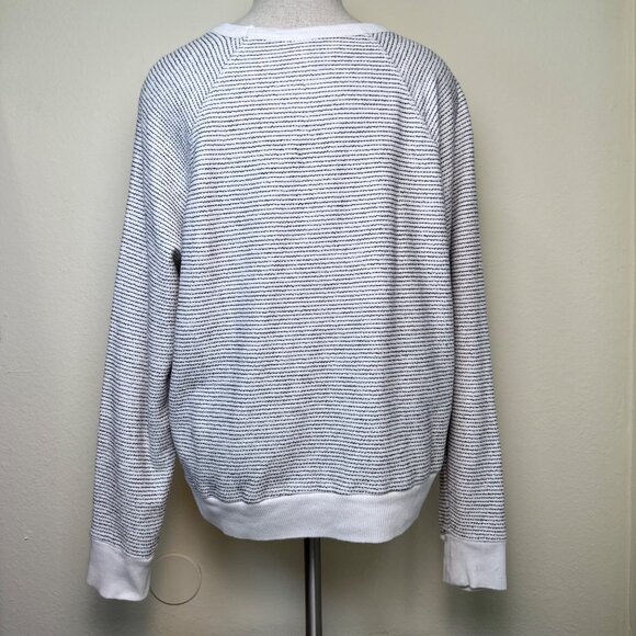 Universal Thread Cream and Grey Striped Long Sleeve Knit Sweatshirt Size Small - Picture 5 of 8